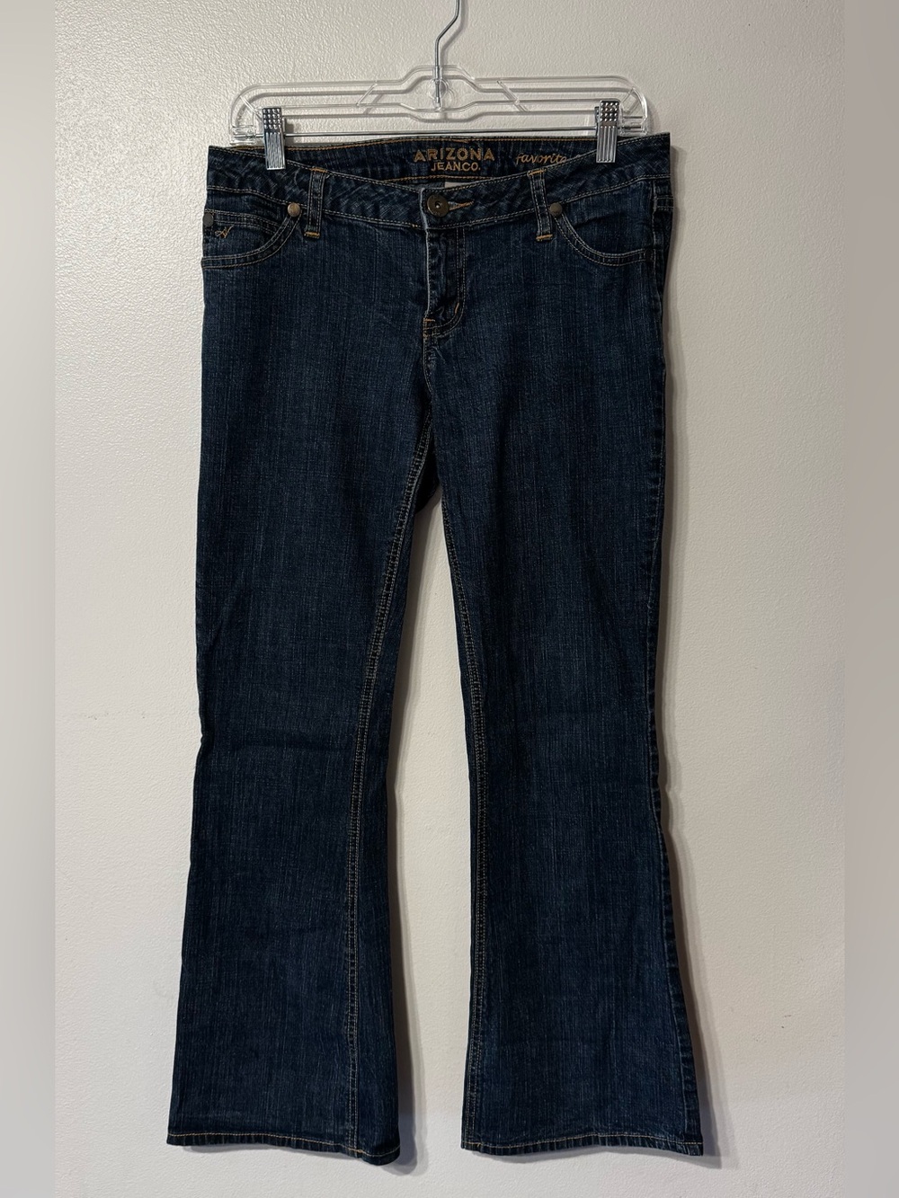 Arizona Jean Co Favorite Flare Jeans Womens 9 Low Rise Y2K Dark Wash